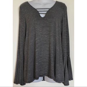 American Eagle | Soft & Sexy | Black & White Striped Size Medium Bell Sleeve Top